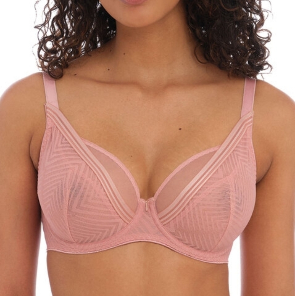 Freya Tailored High Apex Bra Ash Rose Pink Underwire Unpadded Mesh Size 30D 4011